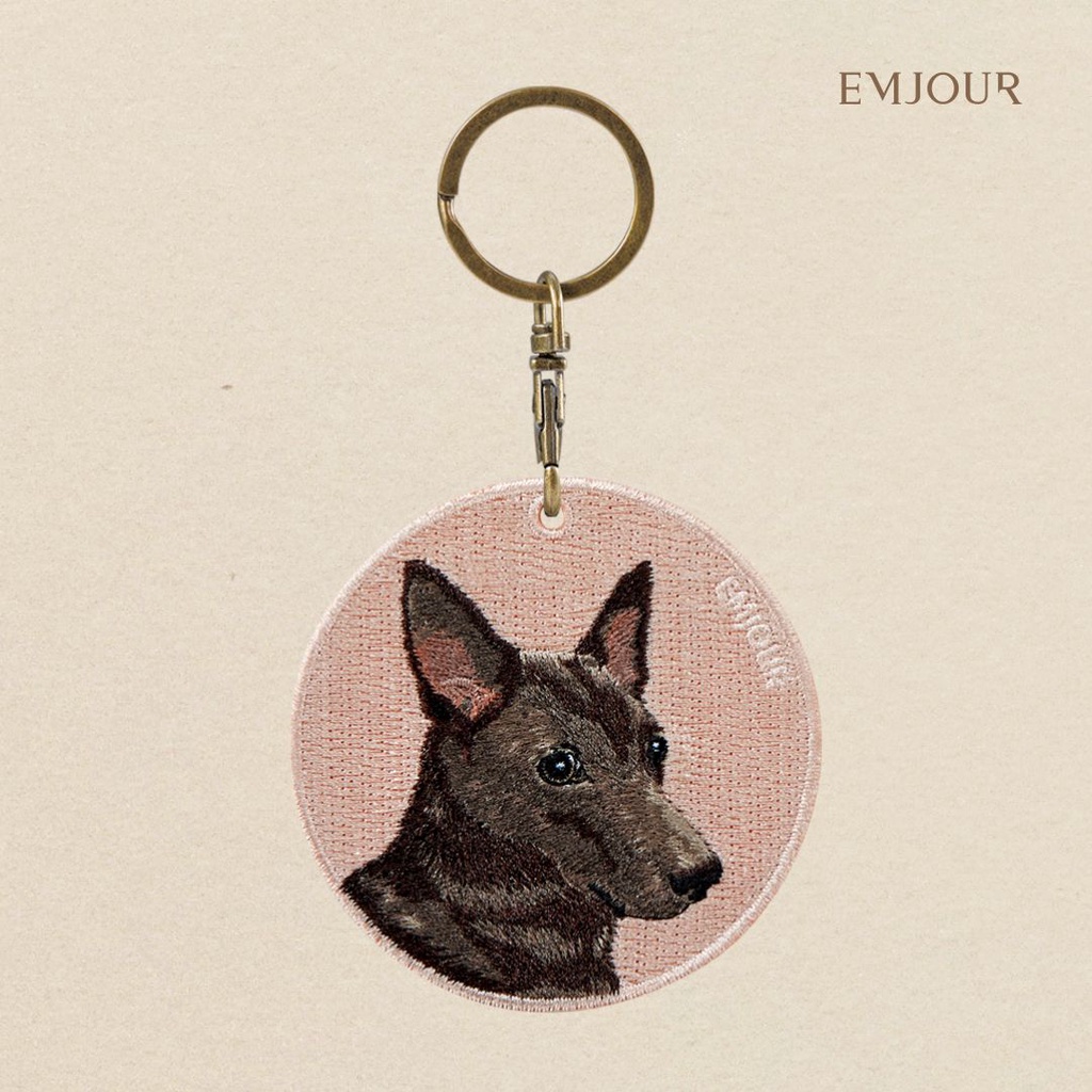 EMJOUR Double-Sided Embroidery Charm-Taiwanese Dog (Native Dog)|Pet Souvenir Gift Key Ring Bag Accessories Decoration