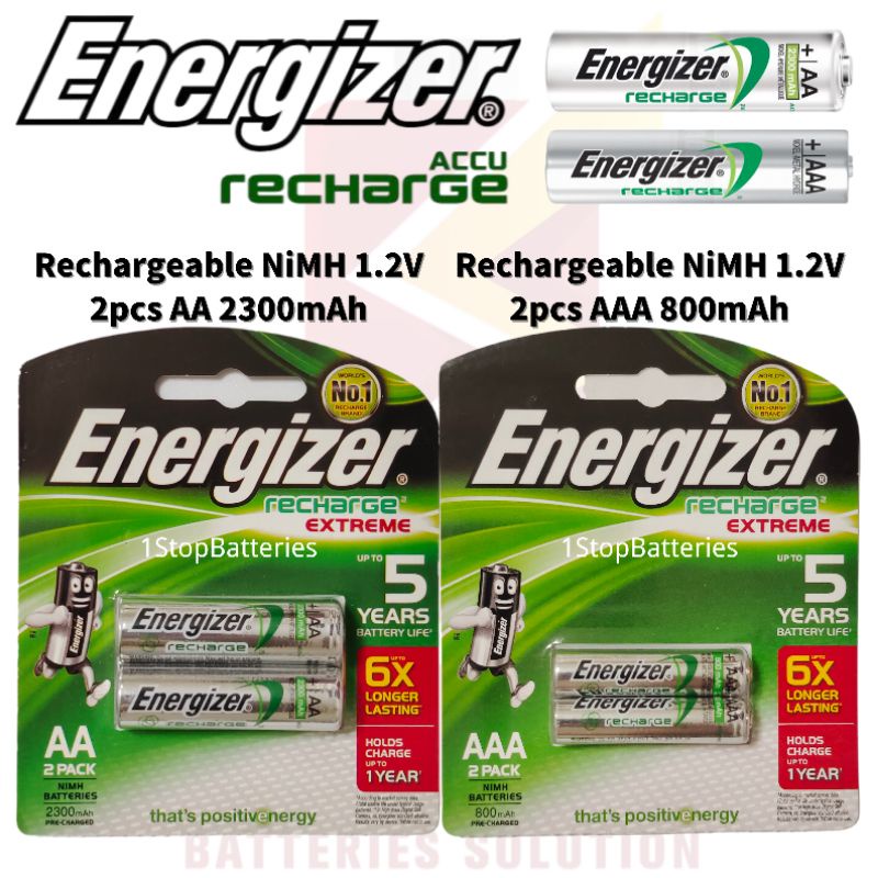 Energizer Extreme AA 2300mAh, AAA 800mAh 1.2V NI-MH Rechargeable Batteries Pre-Charged Battery