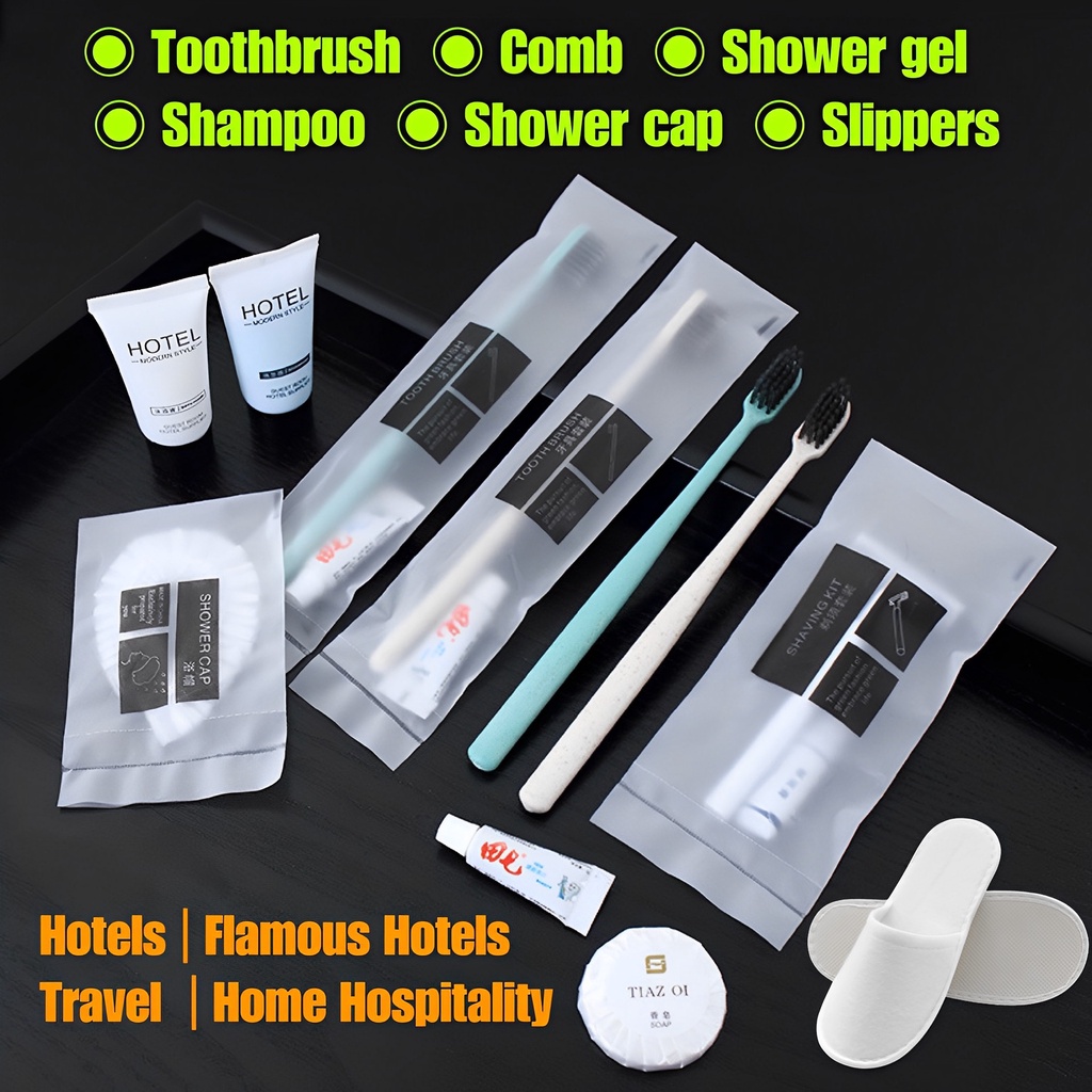【Essential for travel】Disposable Items Toothbrush / Toothpaste / Comb / Slippers / Towel Shower Gel Shampoo Hotel Campin
