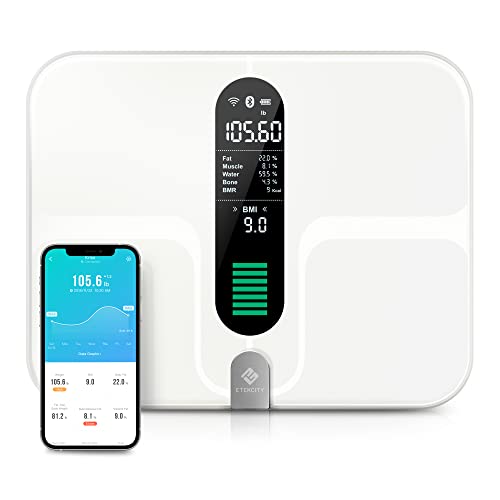 Etekcity Smart WiFi Body Fat Scale, Accurate Digital Bathroom Scales for Body Weight BMI Water, Rich Display Extra-Large Platform, Rechargeable Body Composition Machine, 400 lb