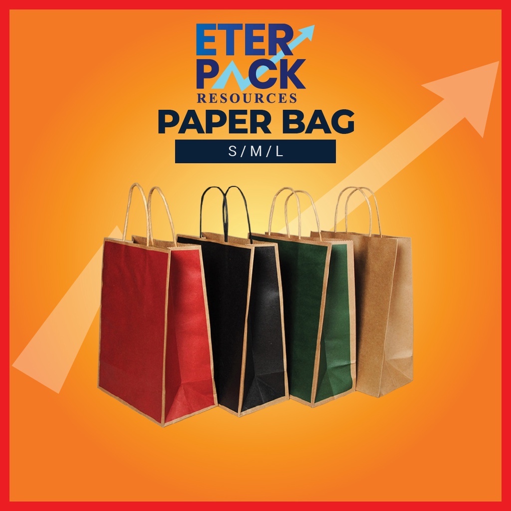 Eterpack Paper Bag Shopping Bag Gift Bag Retail Bag Colour Kraft Paper Bag Wedding Birthday Bag