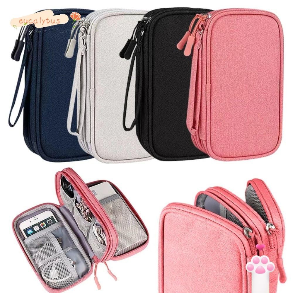 EU-FASHION Digital Storage Pouch, Waterproof Portable Data Cable Storage Bag, Multifunction Travel Double Layer Charging Bank Hard Disk Organizer