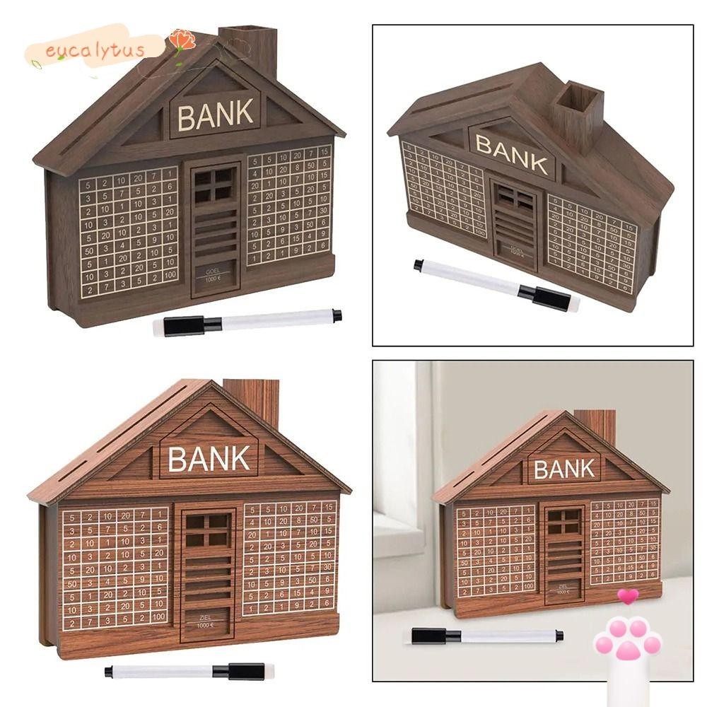 EU-FASHION Money Bank , Wooden Crafts Saving Money Tool Piggy Bank, Large Capacity Save Money Box Kid