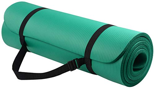 Everyday Essentials 1/2-Inch Extra Thick High Density Anti-Tear Exercise Yoga Mat with Carrying Strap, Green