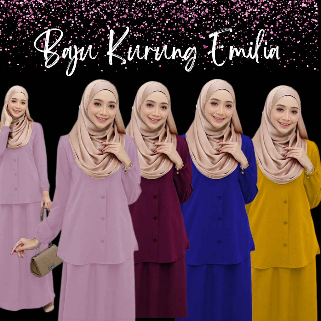 EXCLUSIVE KURUNG EMILIA PLAIN BAJU KURUNG (S-2XL) BAJU MODEN MURAH PLAIN BLOUSE & SKIRT LABUH VIRAL MODEST FASHION