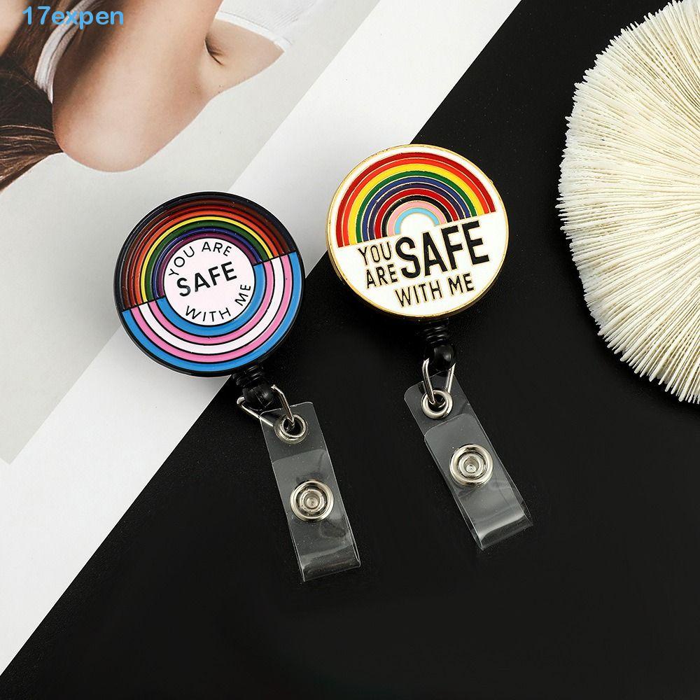 EXPEN LGBT Lovers Brooch Trendy Fashion Personality Anti-lose Pendent Women Lapel Pin Retractable Clothing Accessory Alloy You Are Safe With Me