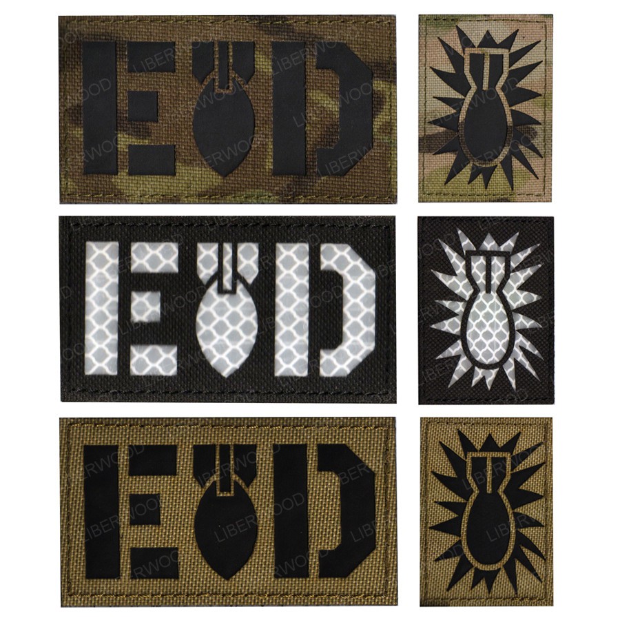 Explosive Ordnance Disposal EOD infrared IR multicam Bomb Squad laser hook patch Reflective Military Emblem Appliques Ar