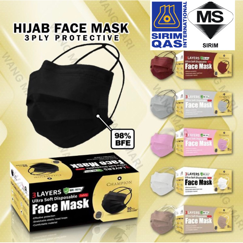 Face Mask Hijab Mask Head Loop Headloop Mask Adult Face Mask Mask Black Mask Blue Mask 50 pcs mask