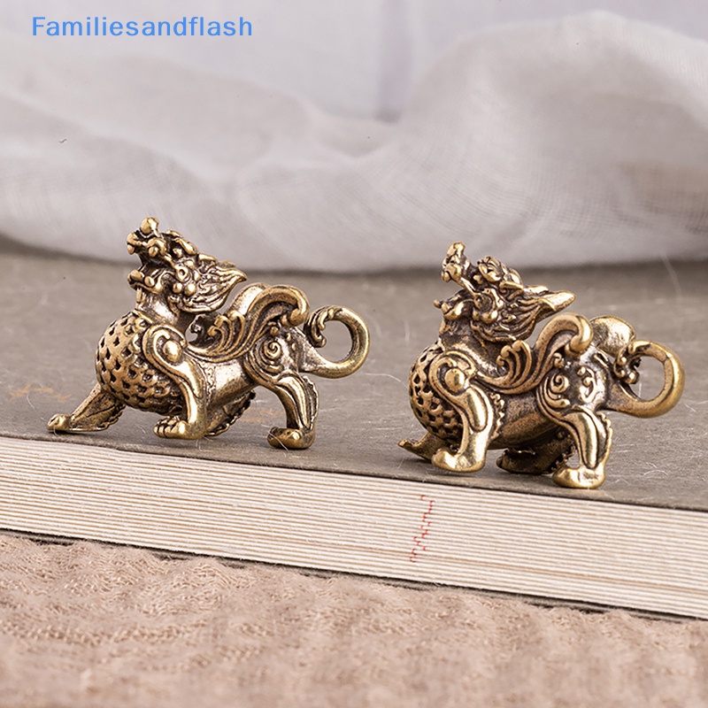 Familiesandflash> 1PC Statue Figurine Wealth Brass Decor Prosperity Chinese Style Ornament Qilin Dragon Luck Animal Fengshui Vintage well