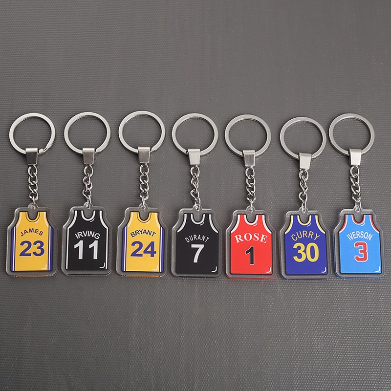 Fashion Jersey Acrylic Keychain Both Sided Basketball Uniform Keyring Bag Pendant Basketball Fans Souvenir Accessories Jewelry