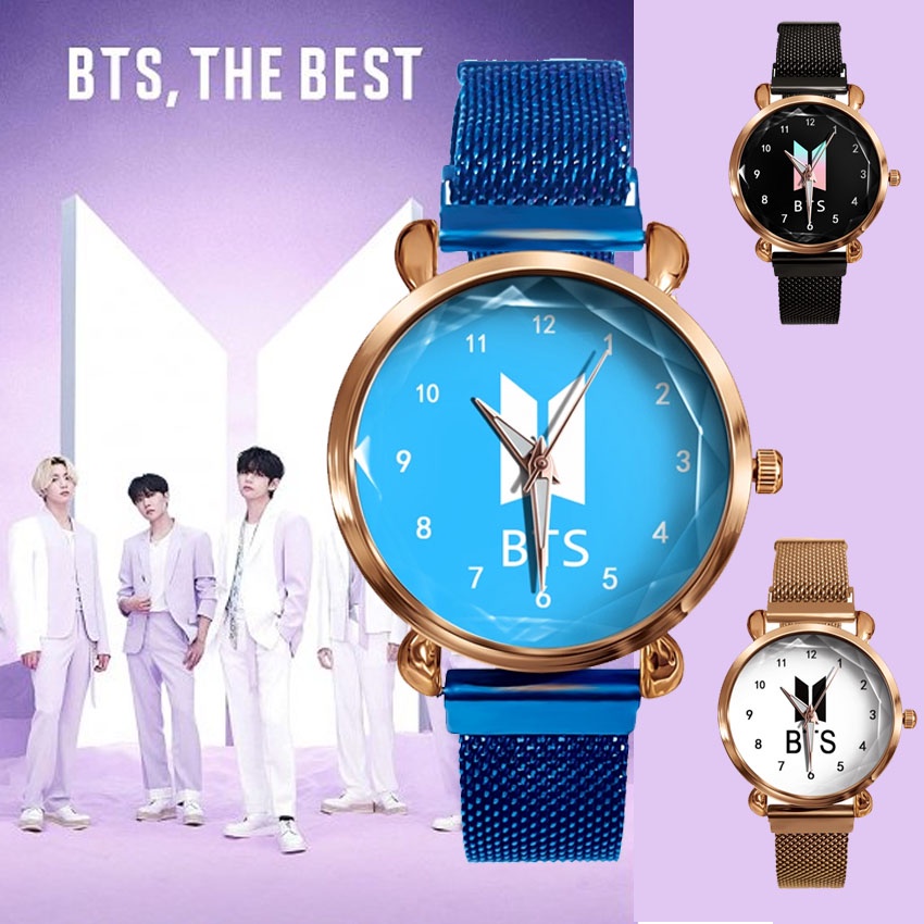 fashion watches BTS fashion girls quartz watches, woven mesh straps