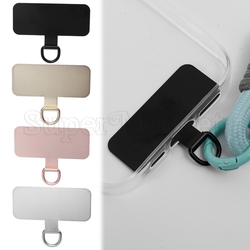 [ Featured ] Adjustable Stainless Steel Phone Lanyard Card / Anti-loss Cell Phone Clip Pad / Universal Mobile Phone Case Fixed Cards / Detachable Rope Patch /Smartphone Accessories