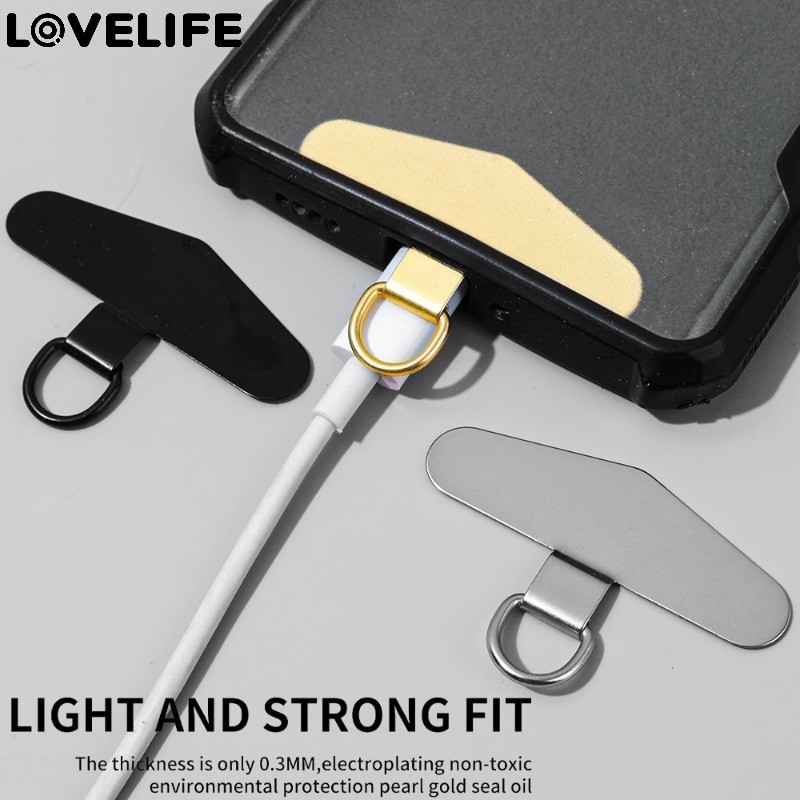 [ Featured ] Smartphone Accessories - Detachable Rope Patch - Metal Mobile Phone Case Fixed Card - Anti-loss Cell Phone Lanyard Card - Stainless Steel Triangular Phone Clip Pad