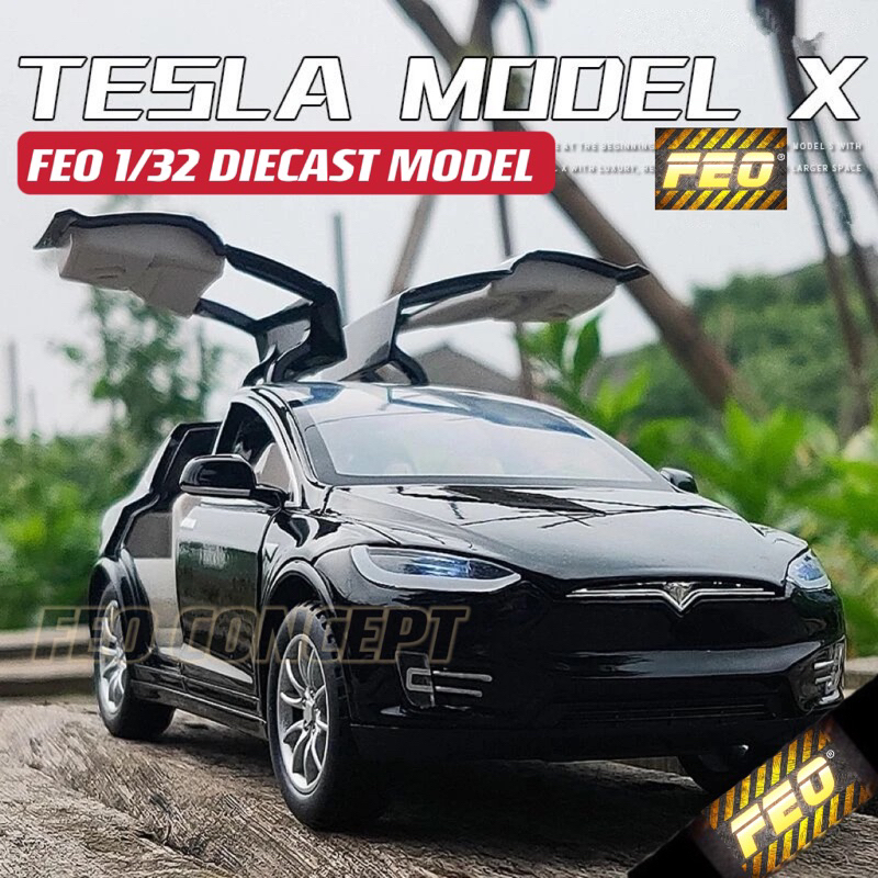 FEO TESLA Model X Diecast Car Model Alloy Car Diecast Model Toy Vehicle Pull Back Car Kereta Mainan Toy Car Alloy Car