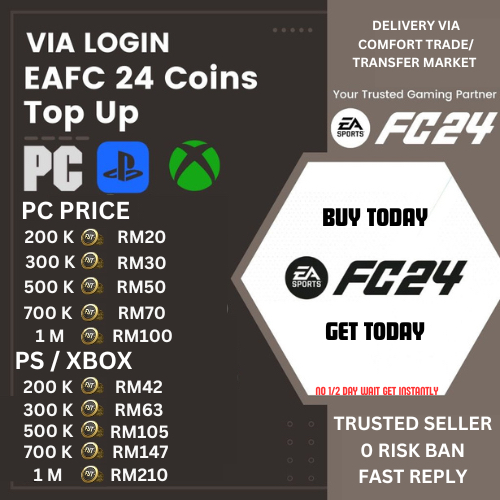 Fifa 24 Coins PC/PS/Xbox 200K Minimum Other amount ask us