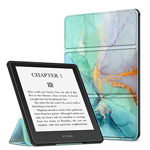 Fintie Trifold Case for 6.8" Kindle Paperwhite (11th Generation-2021) and Kindle Paperwhite Signature Edition - Ultra Lightweight Slim Shell Stand Cover Auto Wake/Sleep, Emerald Marble