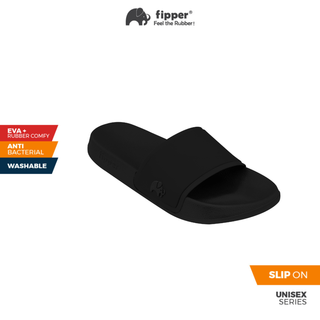 Fipper Slip On Non-Rubber for Unisex in Black