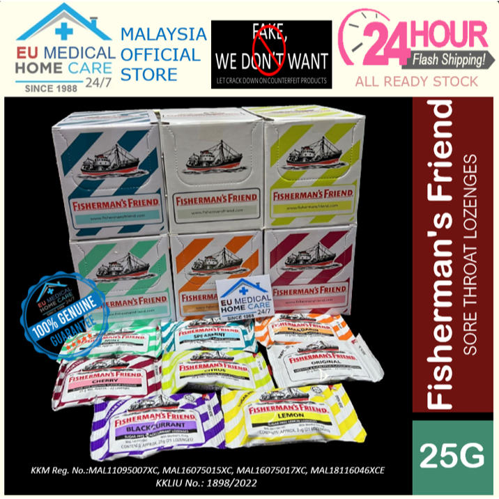 Fishermen's Friend Lozenges Fisherman Friends Lozenge 25g Fishermans 渔夫之宝无糖润喉糖 Sakit Tekak Batuk Gula-gula