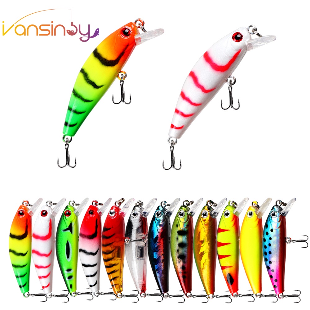 Fishing Lure 6.5g/5cm Sinking Minnow Fishing Gear Lure Hard Bait Minnow 3D Eyes Laser Trolling Plastic Buzz Bait Lure With 2 Trible Hook