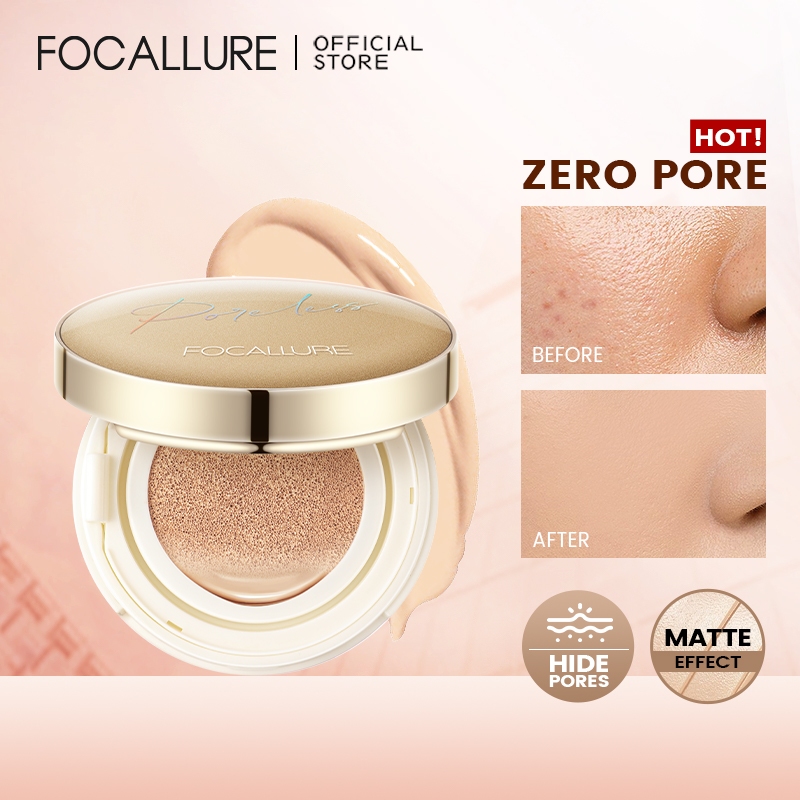 Focallure Goldenage Poreless BB Cushion Foundation Long-lasting Skin Perfecting Natural Matte Medium-full Coverage Lightweight Waterproof Meribelle