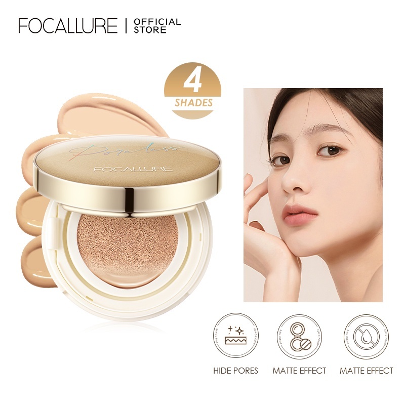 Focallure Goldenage Poreless Medium-full Coverage BB Cushion Foundation Oil-control Natural Matte Lightweight Waterproof Non-Stick Non-Cakey