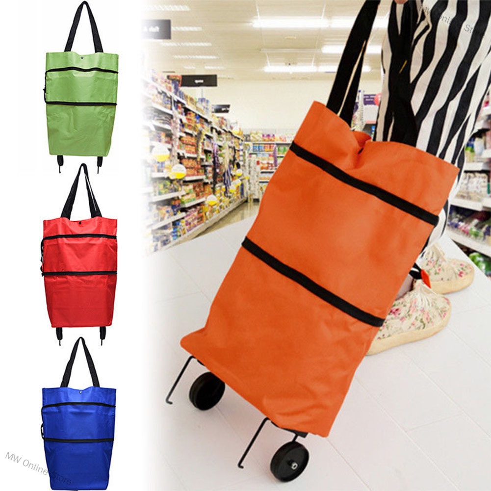 Folding Shopping Bags Trolley Grocery Shopper Lightweight Foldable with wheels MW Online Store