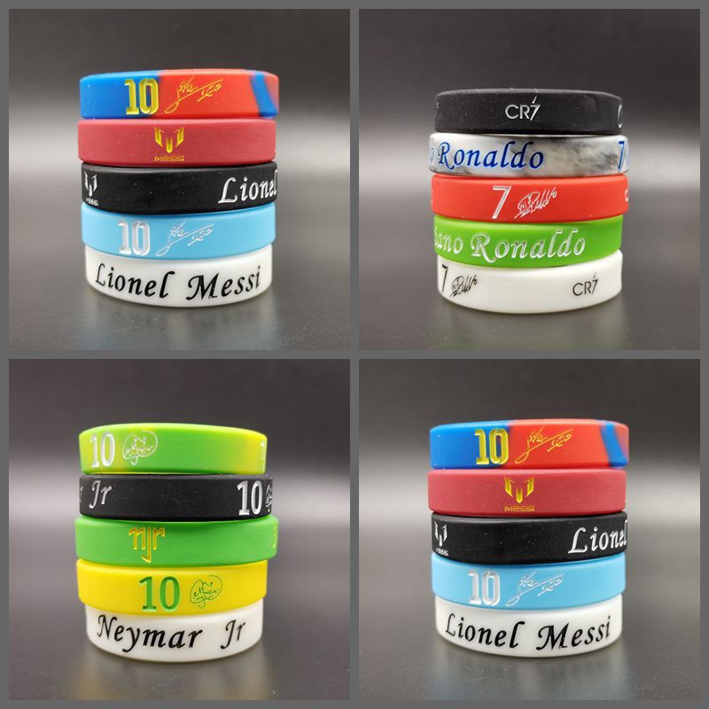 Football star player Lionel Messi Cristiano Ronaldo Neymar Mbappé silicone bracelet