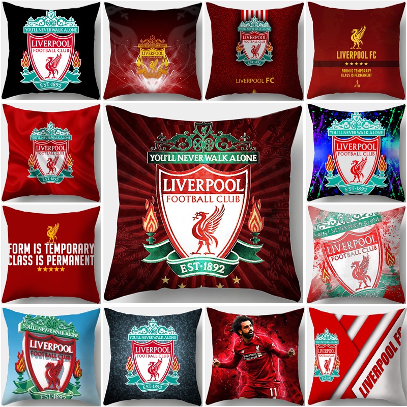 Football Club Logo Fighting Liverpool FC Single Side Printed Polyester Pillowcase Sofa Car Cushion Cover Office Home Decorative Pillow Case (No Pillow Core)