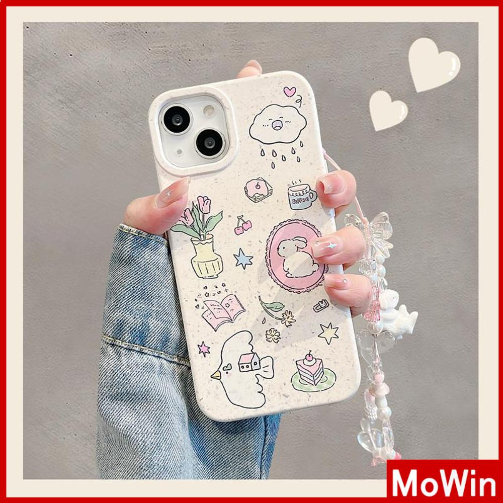 For iPhone 14 Pro max iPhone Case Biodegradable Eco-Friendly Wheat Straw Smooth Comfortable Case TPU Cute Flower Bunny Compatible with iPhone 13 Pro max 12 Pro Max 11 xr xs max 7 8