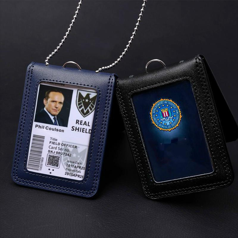 Formal Reporter Police Military Badge ID Business Work Card Holder Genuine Leather Case Premium Texture