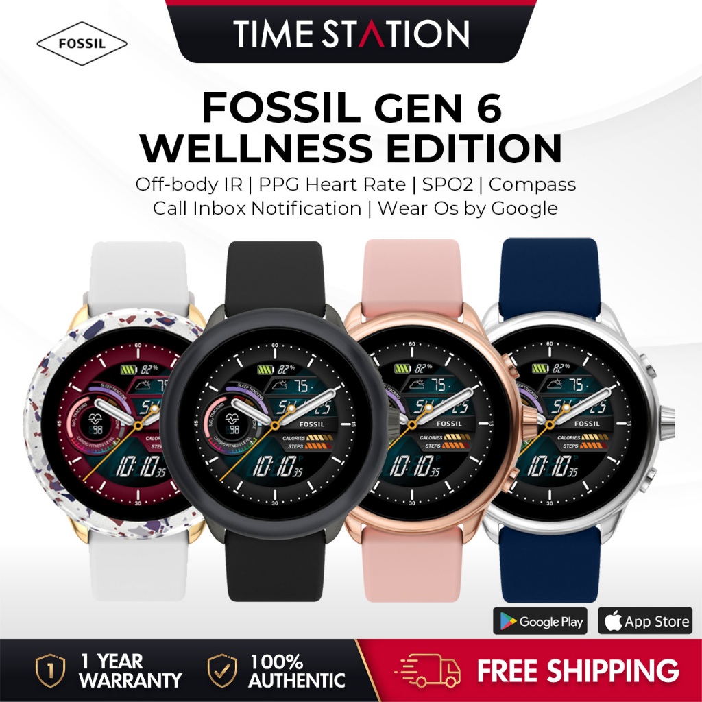 Fossil Smart Watch Gen 6 Wellness Edition Waterproof Microphone Speaker Fitness Tracker Heart Rate Monitor