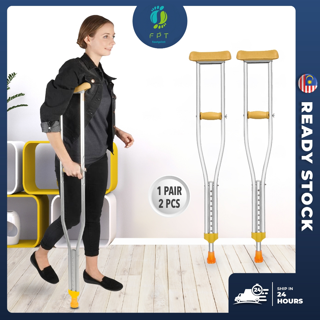 【FPT】1Pair (2PCS) Ultra-Light Weight Underarm Cane Topang Kaki Arm Support Adjustable Height Tongkat Ketiak Shoulder Crutches With armrest pad, suitable for elderly armpit crutches