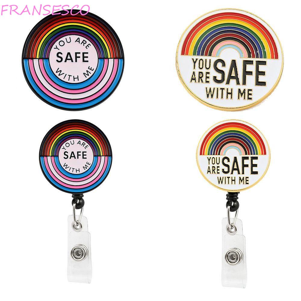 FRANCESCO LGBT Lovers Brooch Cute Creative Personality Anti-lose Pendent Women Lapel Pin Retractable Rainbow Flag Girl Gift You Are Safe With Me