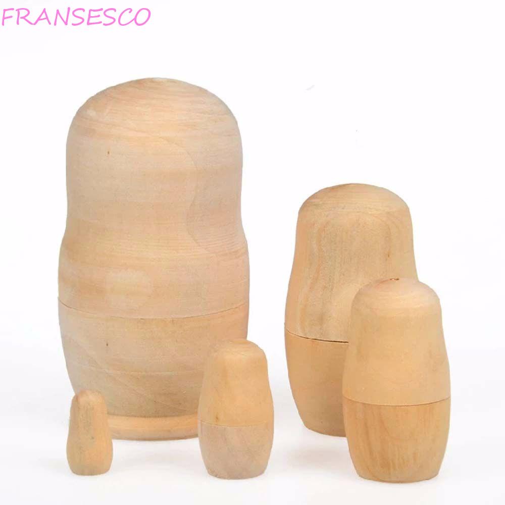 FRANCESCO Russian Nesting Dolls Wooden 5pcs Unpainted DIY Paint Skill Training Home Decoration Matryoshka Doll