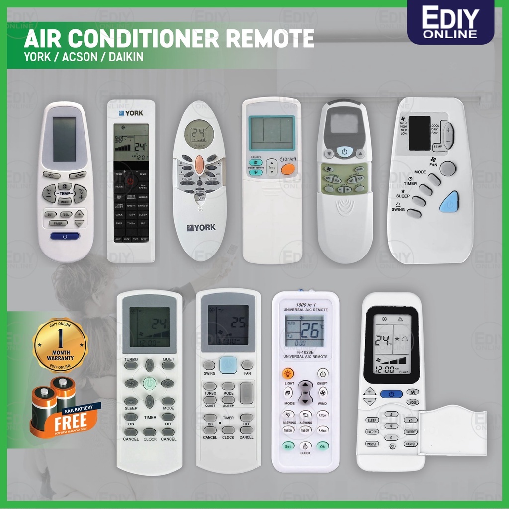 【FREE BATTERY AAA x2】 Air Conditioner Remote Control Replacement YORK ACSON D@IKIN Aircond Air Cond yk3