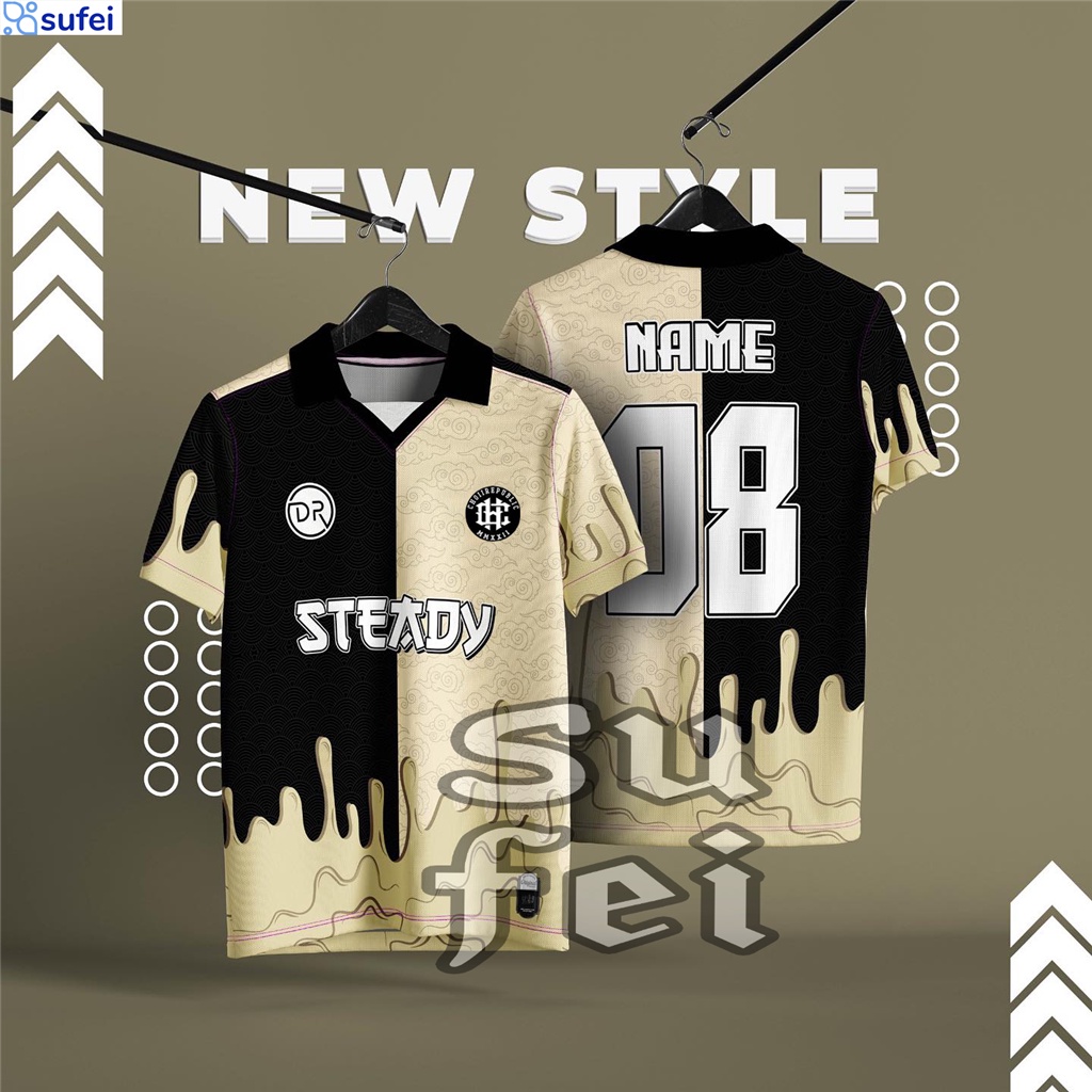 (Free custom name and number)2024 sufei Baju Tshirt Lelaki Malaysia Viral Custom Jersey Tictok Ootd Retro Collar Jersey Plus Size Men Women