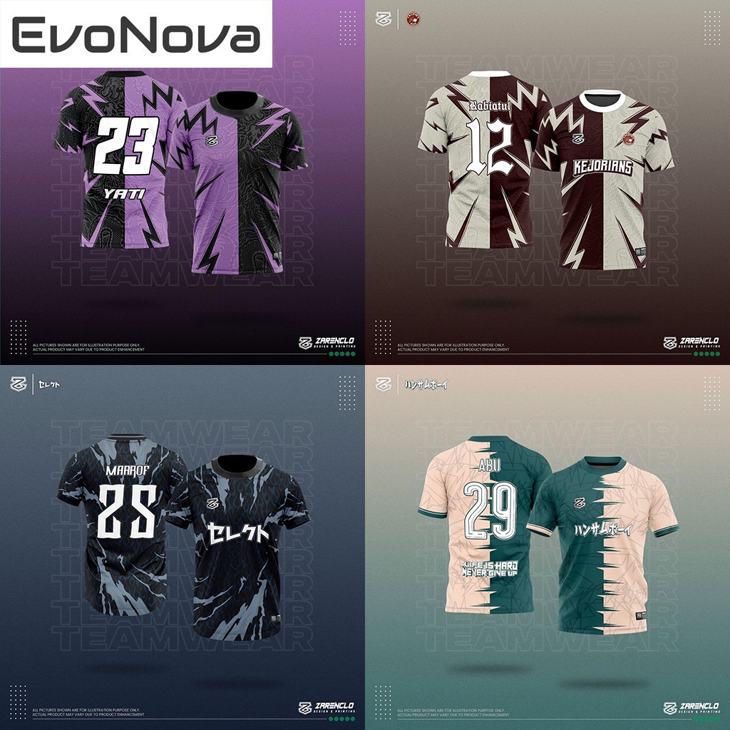 【Free Custom Name & Number】 EvoNova Jersey Lightning Japanese Collection Streetwear Style Short Sleeve Tshirt Baju Retro Lelaki Baju Raya Premium Sublimation Team Wear