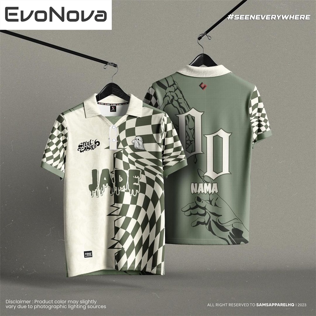 【Free Custom Name & Number】EvoNova Jersey Retro Collar Jersi Baju Lelaki Perempuan Unisex Polo Shirt Short