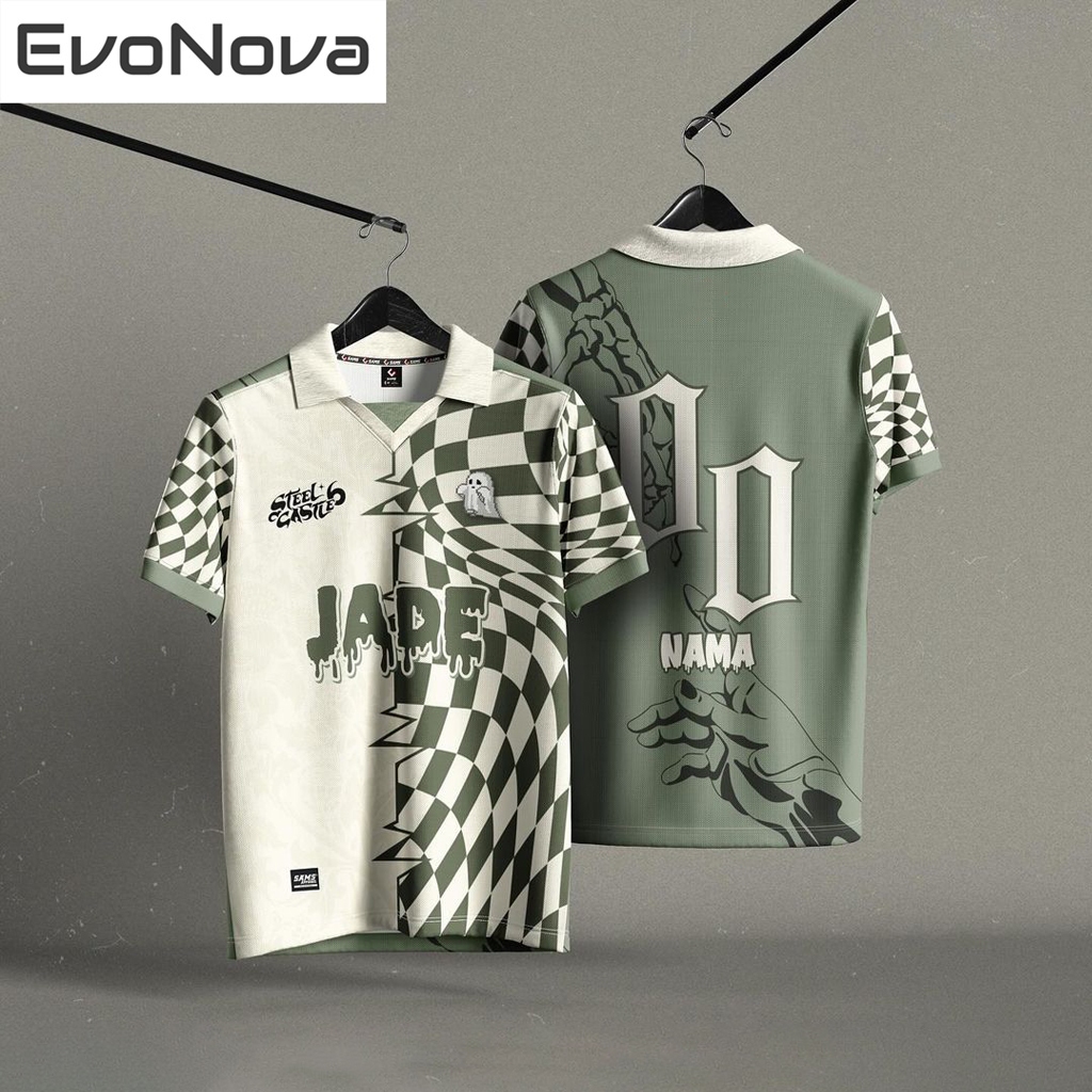 【Free Custom Name & Number】EvoNova Jersey Retro Collar Jersi Baju Lelaki Perempuan Unisex Polo Shirt Short