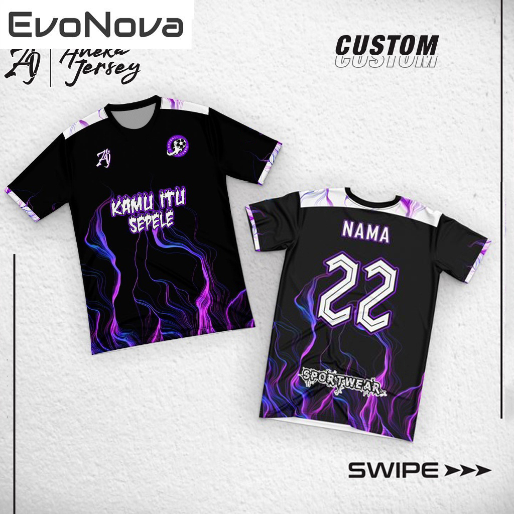 【Free Custom Name & Number】 EvoNova Soccer Jersey Short Sleeve T Shirt Baju Sukan Lelaki/Perempuan/kids Jersey Baju Bola Malaysia Football T-shirt