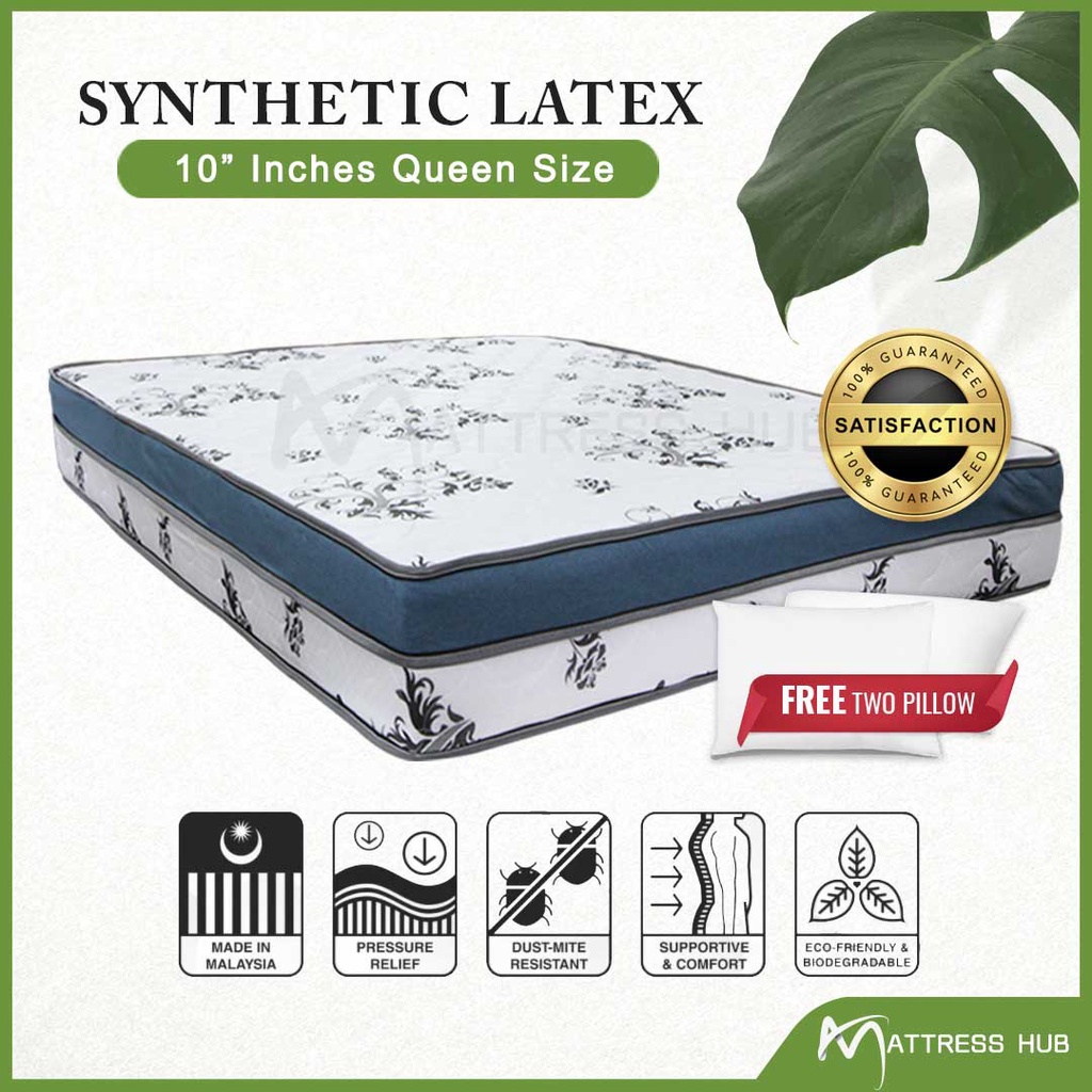 {FREE DELIVERY} + {FREE 2 PILLOWS} Queen/single/super single /king Size Synthetic Latex 10" Mattress Tilam Bujang