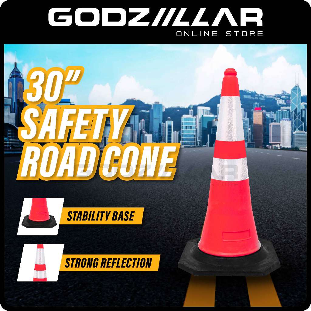 (Free Shipping) 30"/77cm Safety Cone Road Cone Traffic Cone PVC Reflective Sticker Heavy Duty Kon Keselamatan Jalan Raya