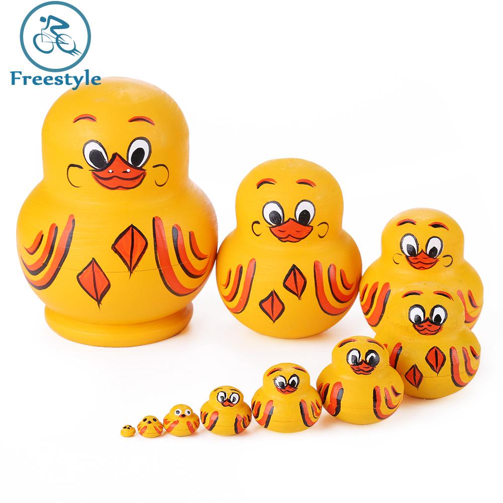 [freestyle01.my] 10 Layers Russian Nesting Dolls Toys Yellow Duck Matryoshka Dolls for Kids Adult