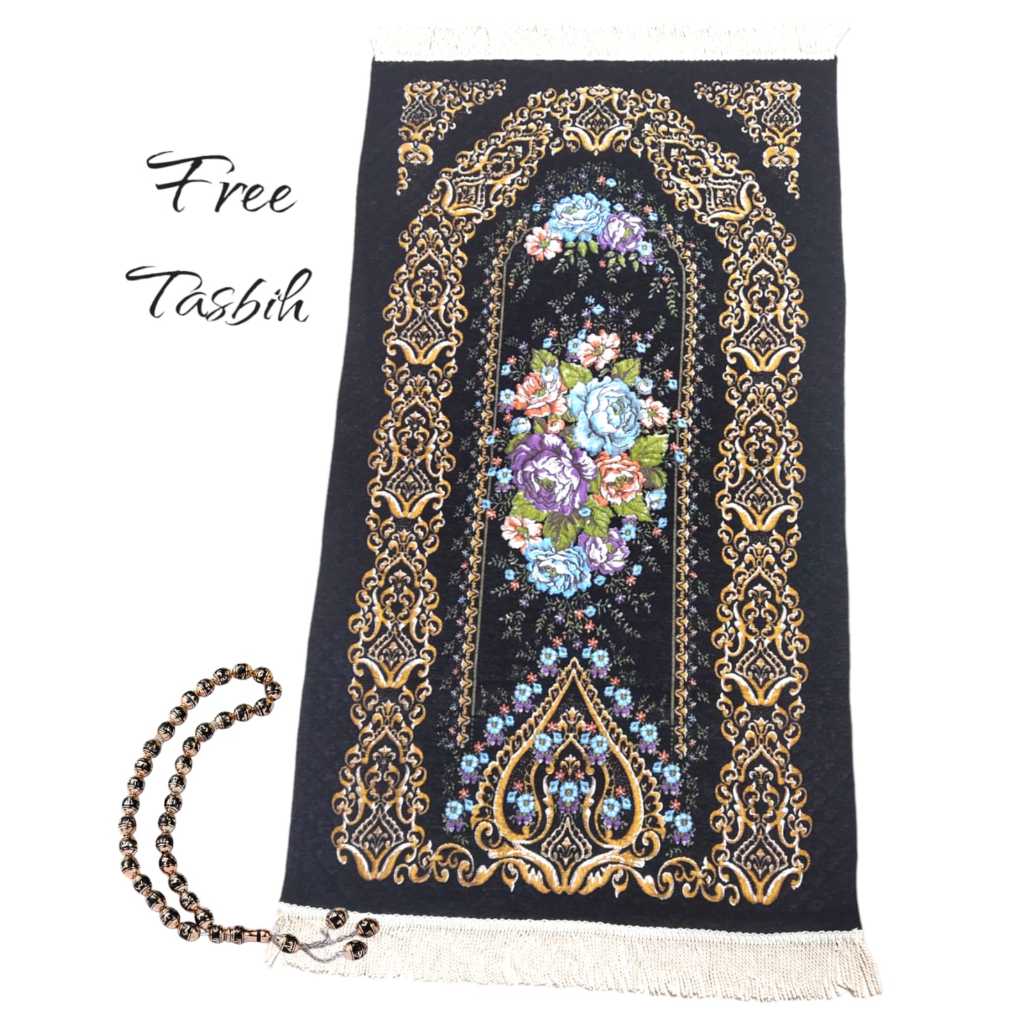 Free TASBIH super premium Turkey Prayer Mat With Embossed Embroidery Floral motif JZW_039