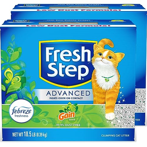 Fresh Step Advanced Clumping Cat Litter with Gain, 37 lbs Total, Extra Large (2 Pack of 18.5lb Boxes)