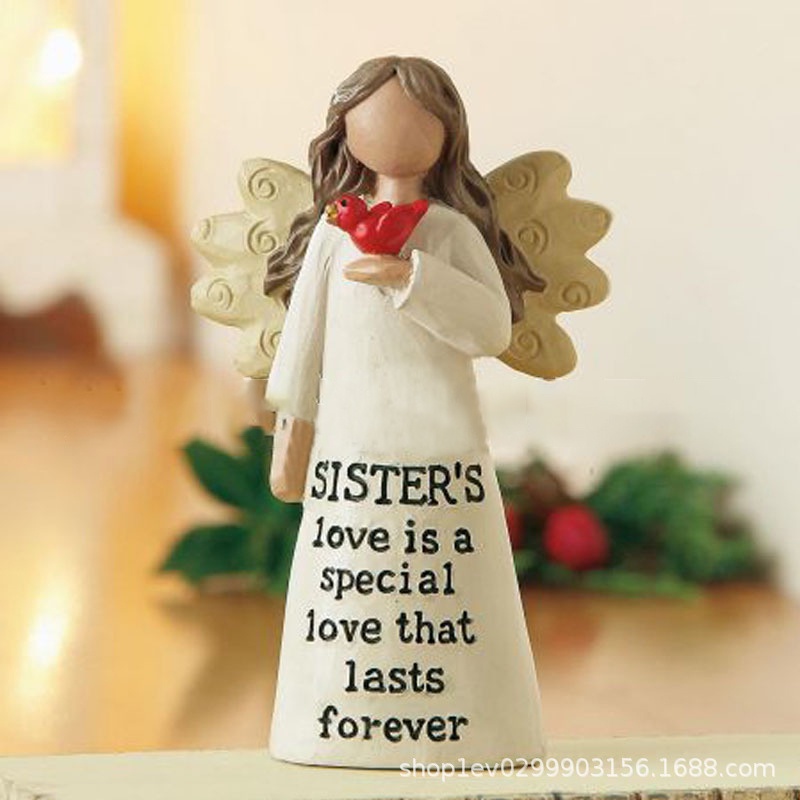 Friendship Angel Statue Hand Painted Memorable Blessing Sculpted Celebrating Friendship Figurine For Desktop Ornament Collectio