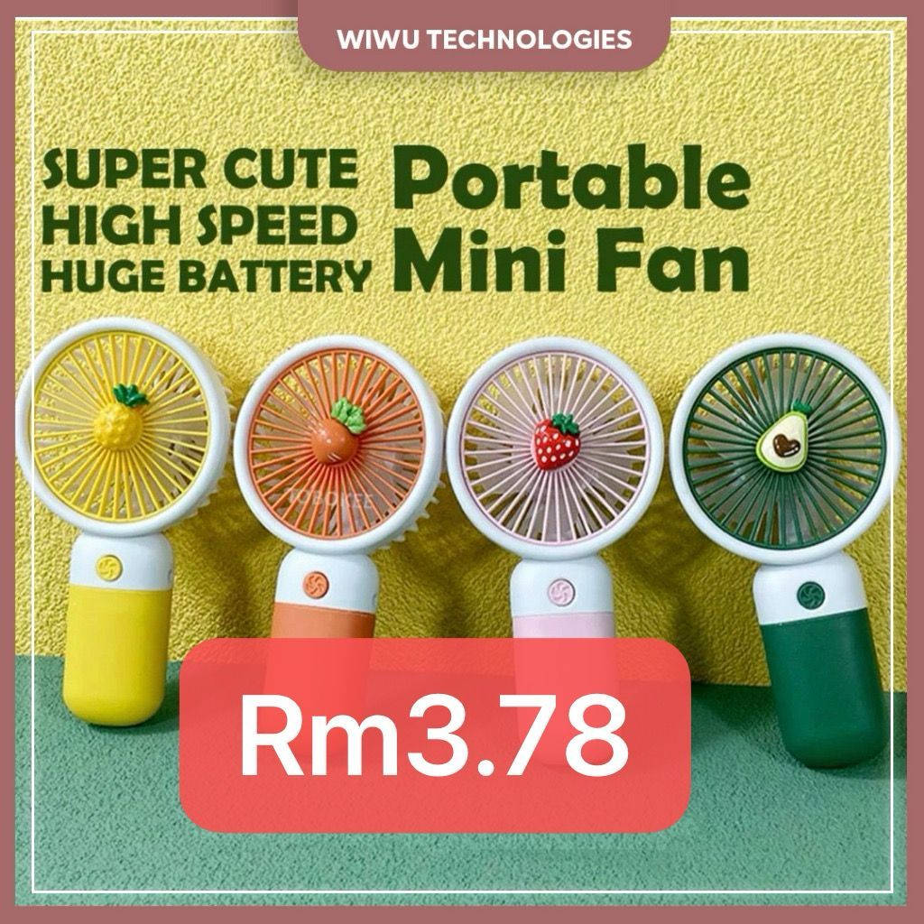 Fruit Portable Hand Table Mini Handheld Pocket Clip Fan USB Charge Battery Desk Cooling Small Kipas Pineapple Avocado