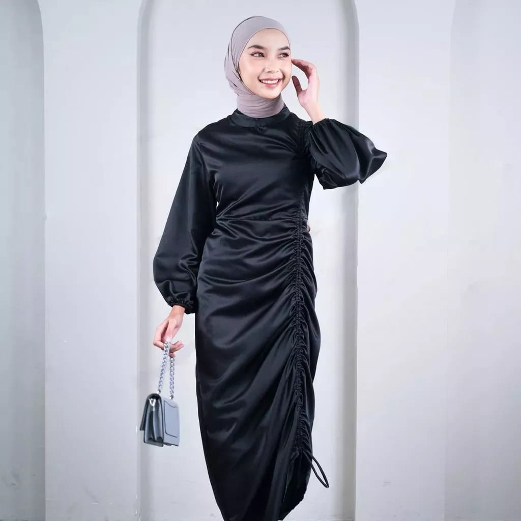 Full Drawstring LONG SATIN DRESS // Side Drawstring Brocade DRESS // Latest Women's Tops // MUSLIM Women's FASHION // BRIDESMAID DRESS // Contemporary Invitation DRESS // Women's MUSLIM DRESS // Women's Clothing // Contemporary Eid Dresses // Satin DRESS