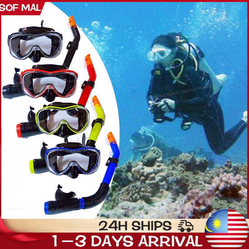 Full Dry Diving Mask Diving Anti-fog Diving Snorkeling Mask Two-window Scuba Diving Mask Swim Goggles Swimming Mask Temp