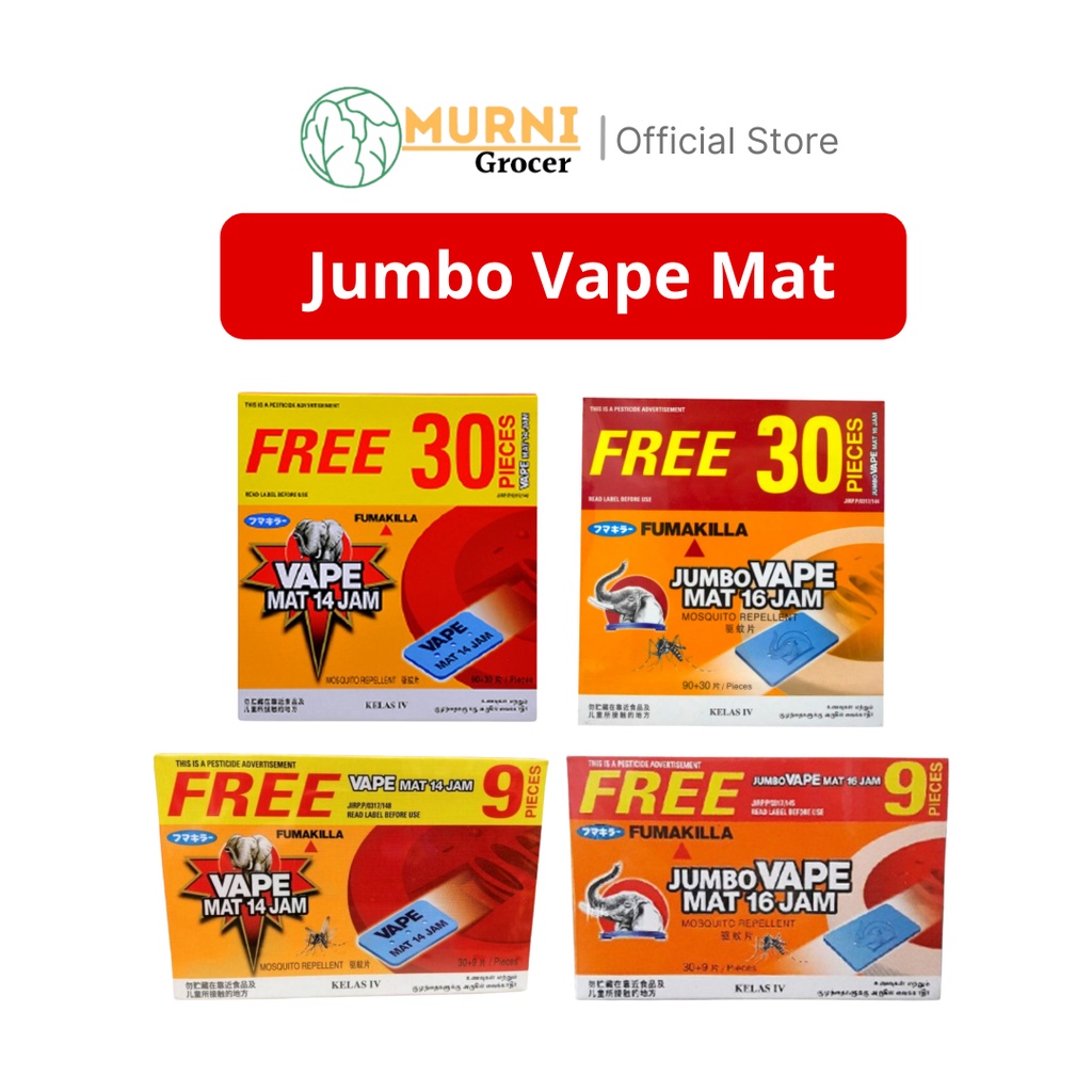 Fumakilla Jumbo Vape Mat 14 / 16 Hours Refill (30 pieces + free 9 Pieces) (90 pieces + free 30 Pieces) | Murni Grocer